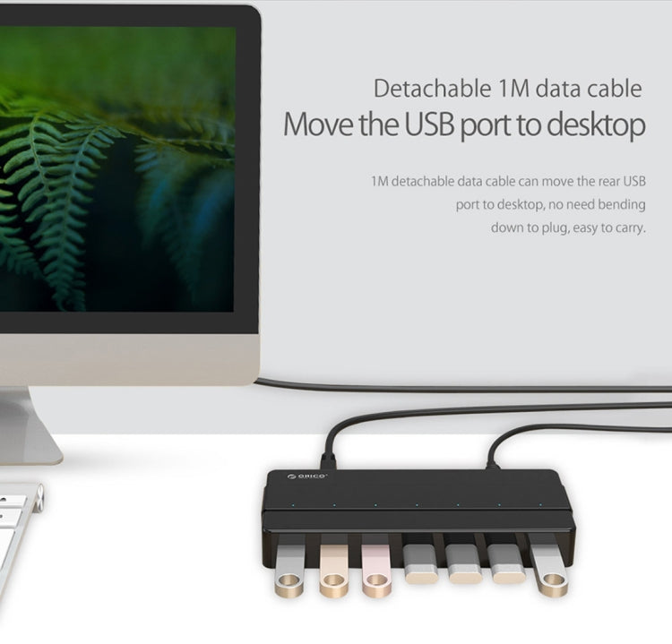 ORICO H7928-U3 ABS Material Desktop 7 Ports USB 3.0 HUB with 1m Cable(Black)
