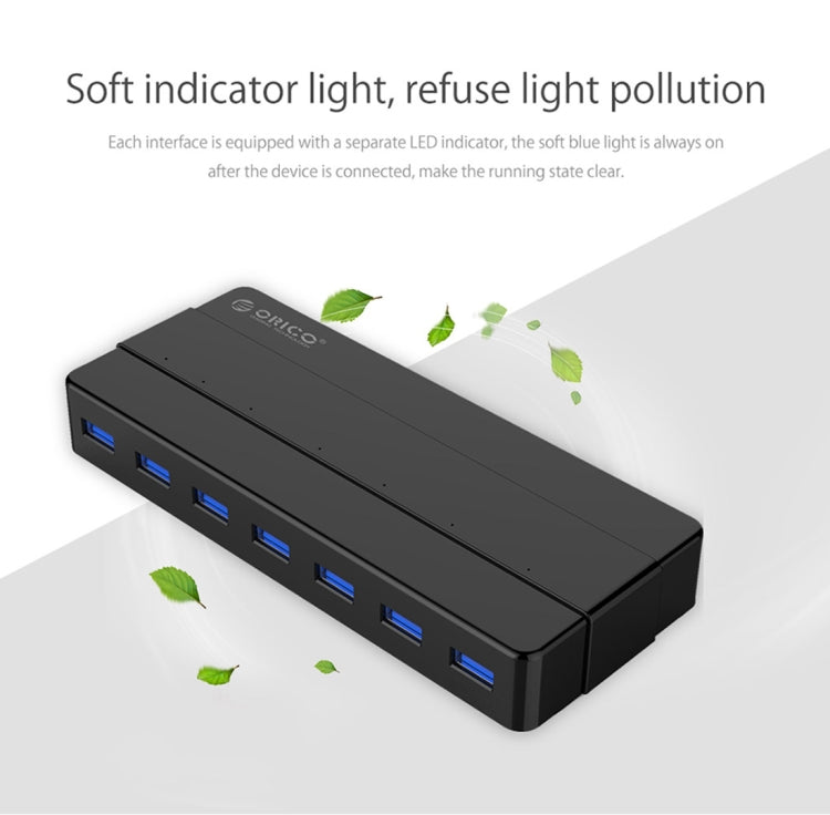 ORICO H7928-U3 ABS Material Desktop 7 Ports USB 3.0 HUB with 1m Cable(Black)