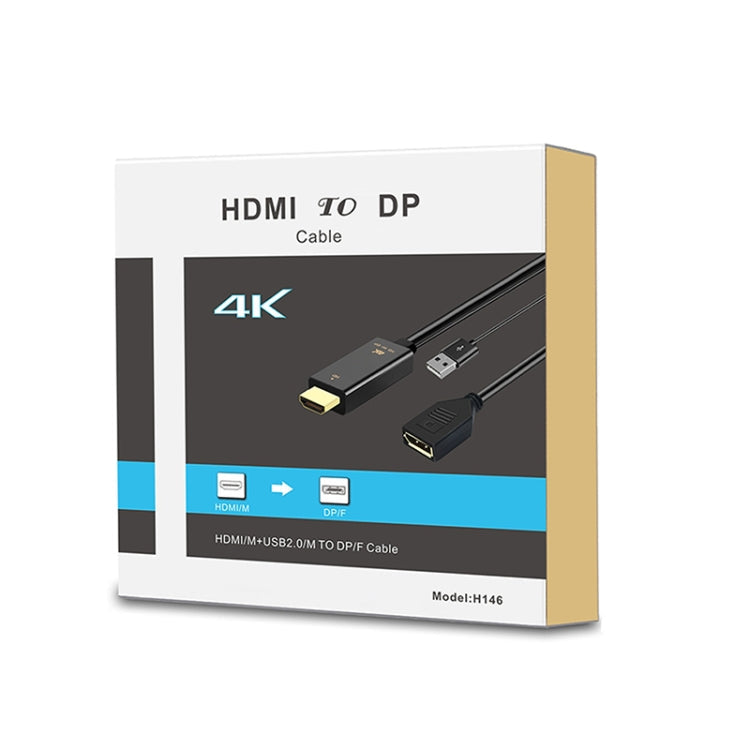 H146 HDMI Male + USB 2.0 Male to DisplayPort Female Adapter Cable, Lengthï¼š25cm