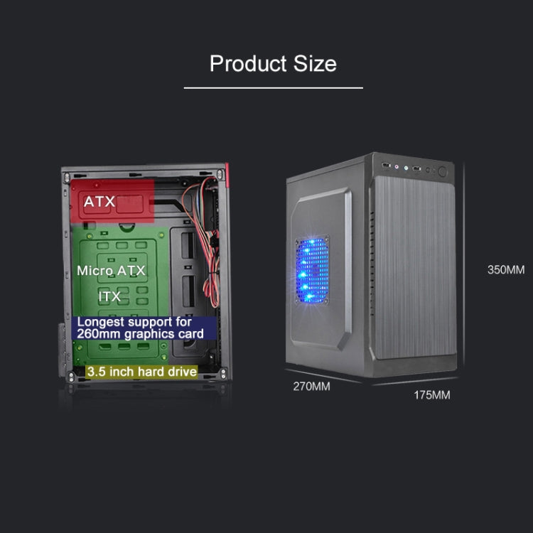Whirlwind USB 2.0 Main Chassis 398x195x461mm Micro-ATX / ITX PC Desktop Computer Case