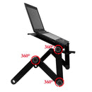 Portable 360 Degree Adjustable Foldable Aluminium Alloy Desk Stand with Mouse Pad for Laptop / Notebook, without CPU Fans(Black)