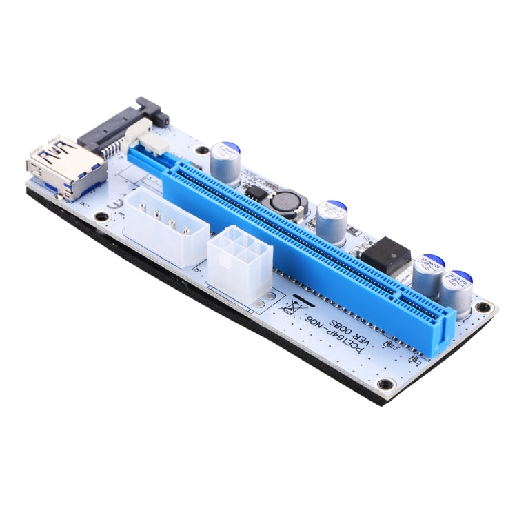 USB 3.0 PCI-E Express 1x to 16x PCI-E Extender Riser Card Adapter 15 Pin SATA Power with 60cm USB Cable(Blue)