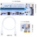 USB 3.0 PCI-E Express 1x to 16x PCI-E Extender Riser Card Adapter 15 Pin SATA Power with 60cm USB Cable(Blue)