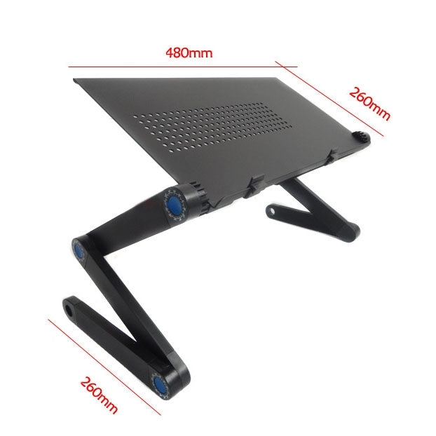 Portable 360 Degree Adjustable Foldable Aluminium Alloy Desk Stand for Laptop / Notebook, without CPU Fans & Mouse Pad(Black)