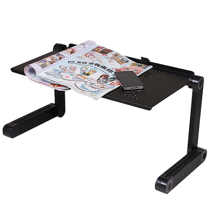 Portable 360 Degree Adjustable Foldable Aluminium Alloy Desk Stand for Laptop / Notebook, without CPU Fans & Mouse Pad(Black)