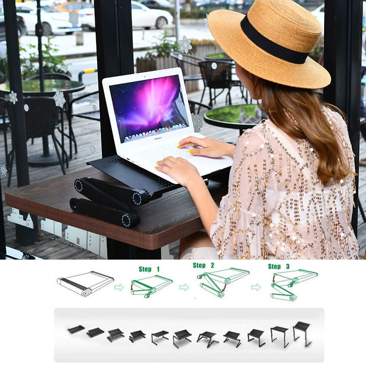 Portable 360 Degree Adjustable Foldable Aluminium Alloy Desk Stand for Laptop / Notebook, without CPU Fans & Mouse Pad(Black)