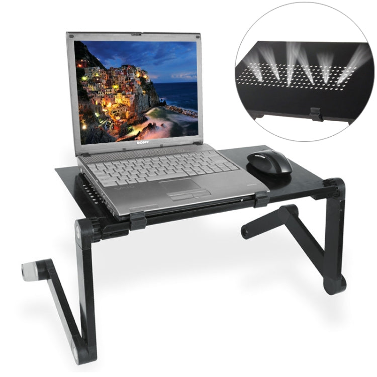 Lengthen Portable 360 Degree Adjustable Foldable Aluminium Alloy Desk Stand for Laptop / Notebook, without CPU Fans & Mouse Pad(Black)