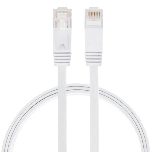 0.5m CAT6 Ultra-thin Flat Ethernet Network LAN Cable, Patch Lead RJ45 (White)