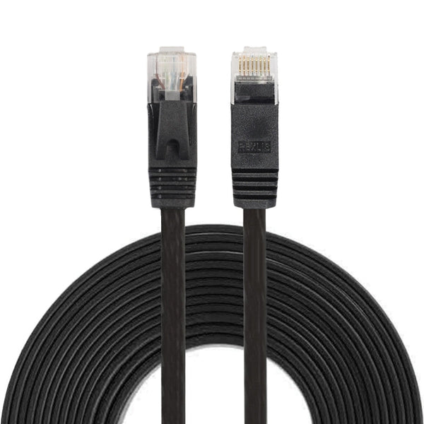 7.6m CAT6 Ultra-thin Flat Ethernet Network LAN Cable, Patch Lead RJ45 (Black)