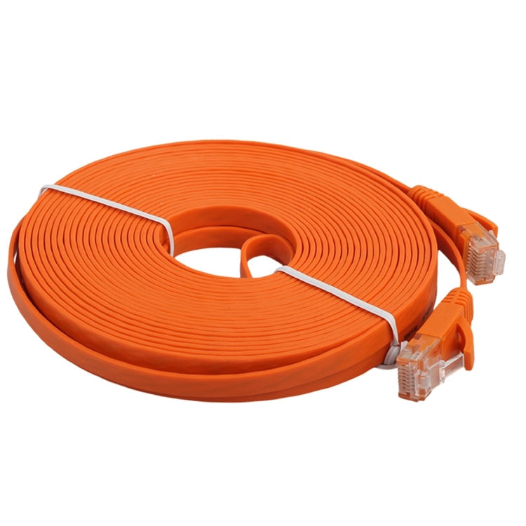 10m CAT6 Ultra-thin Flat Ethernet Network LAN Cable, Patch Lead RJ45 (Orange)
