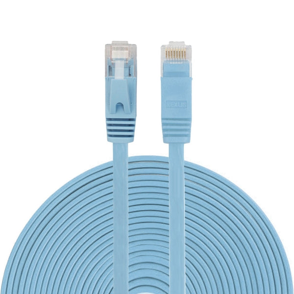 15m CAT6 Ultra-thin Flat Ethernet Network LAN Cable, Patch Lead RJ45 (Blue)