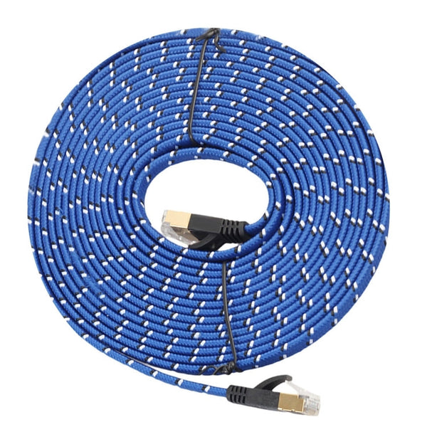10m Gold Plated CAT-7 10 Gigabit Ethernet Ultra Flat Patch Cable for Modem Router LAN Network, Built with Shielded RJ45 Connector