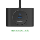 UGREEN Portable Super Speed 4 Ports USB 3.0 HUB Cable Adapter, Not Support OTG, Cable Length: 1m(Black)