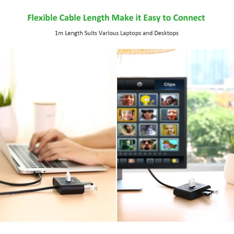 UGREEN Portable Super Speed 4 Ports USB 3.0 HUB Cable Adapter, Not Support OTG, Cable Length: 1m(Black)
