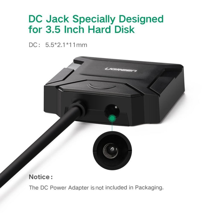 UGREEN USB 3.0 to SATA Adapter Cable Converter for 2.5 / 3.5 inch Hard Drive Disk HDD and SSD, Support UASP SATA 3.0(Black)