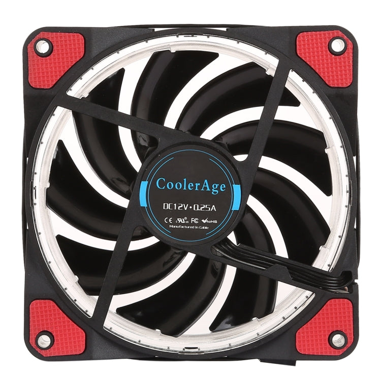 Color LED 12cm 4pin Computer Components Chassis Fan Computer Host Cooling Fan Silent Fan Cooling with Red Light(Red)