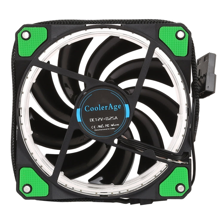 Color LED 12cm 3pin Computer Components Chassis Fan Computer Host Cooling Fan Silent Fan Cooling, with Power Connection Cable & Green Light(Green)
