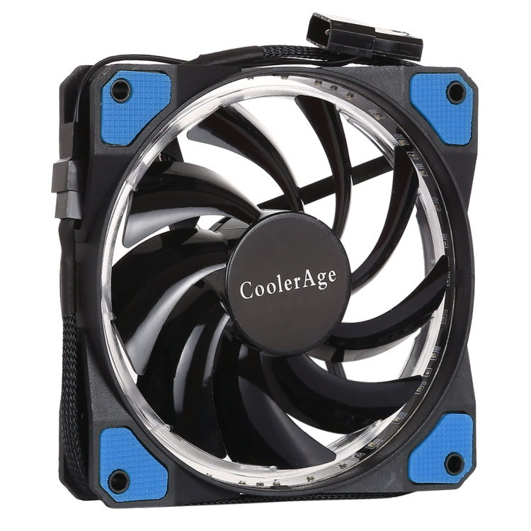 Color LED 12cm 3pin Computer Components Chassis Fan Computer Host Cooling Fan Silent Fan Cooling, with Power Connection Cable & Blue Light(Blue)