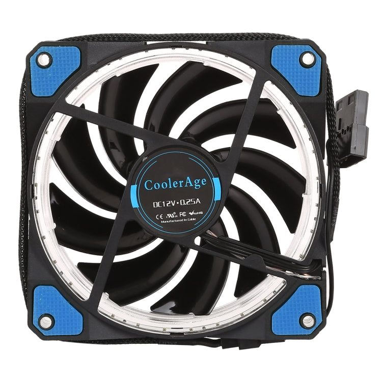 Color LED 12cm 3pin Computer Components Chassis Fan Computer Host Cooling Fan Silent Fan Cooling, with Power Connection Cable & Blue Light(Blue)