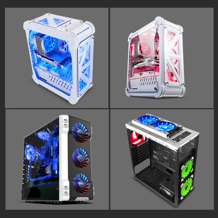 Color LED 12cm 3pin Computer Components Chassis Fan Computer Host Cooling Fan Silent Fan Cooling, with Power Connection Cable & Blue Light(Blue)