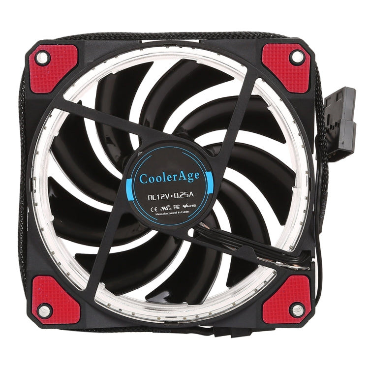Color LED 12cm 3pin Computer Components Chassis Fan Computer Host Cooling Fan Silent Fan Cooling, with Power Connection Cable & Red Light(Red)