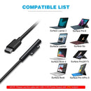 Surface Pro 7 / 6 / 5 to USB-C / Type-C Male Interfaces Power Adapter Charger Cable for Microsoft Surface Pro 7 / 6 / 5 / 4 / 3 / Microsoft Surface Go(Black)