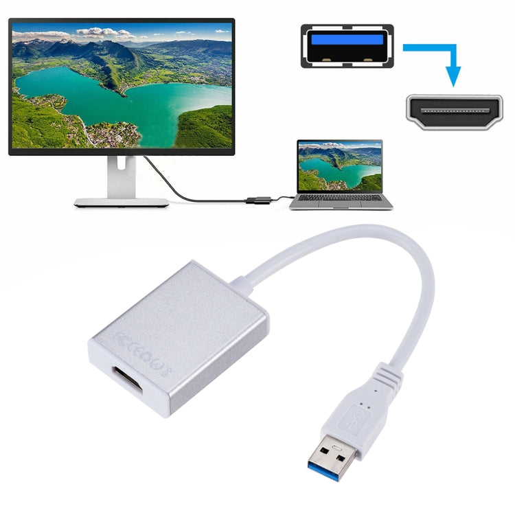 External Graphics Card Converter Cable USB3.0 to HDMI(Silver)