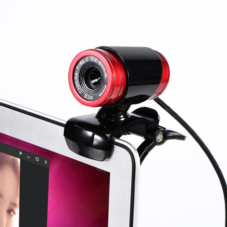 HXSJ A860 30fps 480P HD Webcam for Desktop / Laptop, with 10m Sound Absorbing Microphone, Length: 1.4m(Red + Black)