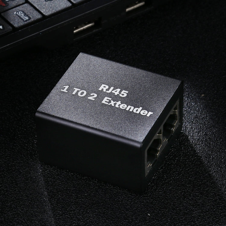 RJ45 1 to 2 Aluminum Alloy Expansion Head Extender (Black)
