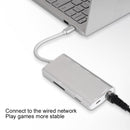 9591C 8 In 1 USB 3.0 x3 + SD / TF Card + HDMI + RJ45 + Type-C / USB-C (PD) Multi-function HUB Converter Dock Station(Silver)