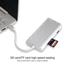 9591C 8 In 1 USB 3.0 x3 + SD / TF Card + HDMI + RJ45 + Type-C / USB-C (PD) Multi-function HUB Converter Dock Station(Silver)