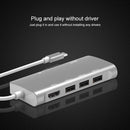 9591C 8 In 1 USB 3.0 x3 + SD / TF Card + HDMI + RJ45 + Type-C / USB-C (PD) Multi-function HUB Converter Dock Station(Silver)
