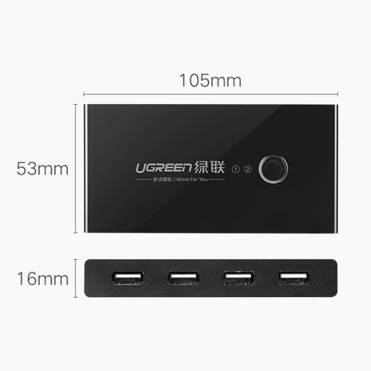 Ugreen USB Switch Selector 2 USB Ports Sharing 4 USB Ports Switcher Adapter for Mouse, Keyboard, Printer