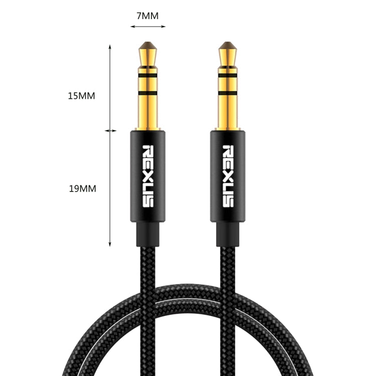REXLIS 3629 3.5mm Male to Male Car Stereo Gold-plated Jack AUX Audio Cable for 3.5mm AUX Standard Digital Devices, Length: 1m
