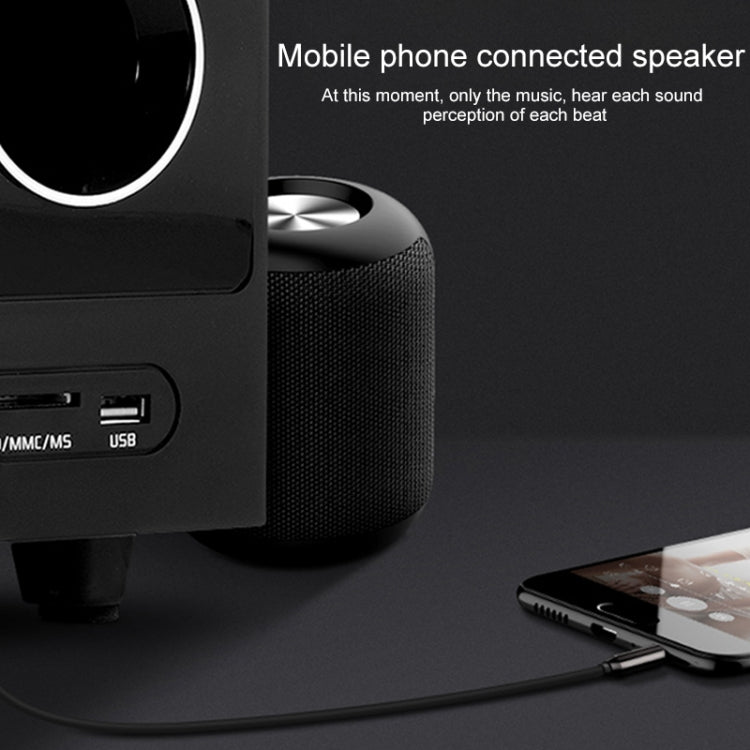 REXLIS 3635 3.5mm Male to Dual RCA Gold-plated Plug Black Cotton Braided Audio Cable for RCA Input Interface Active Speaker, Length: 1m