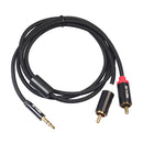 REXLIS 3635 3.5mm Male to Dual RCA Gold-plated Plug Black Cotton Braided Audio Cable for RCA Input Interface Active Speaker, Length: 1m