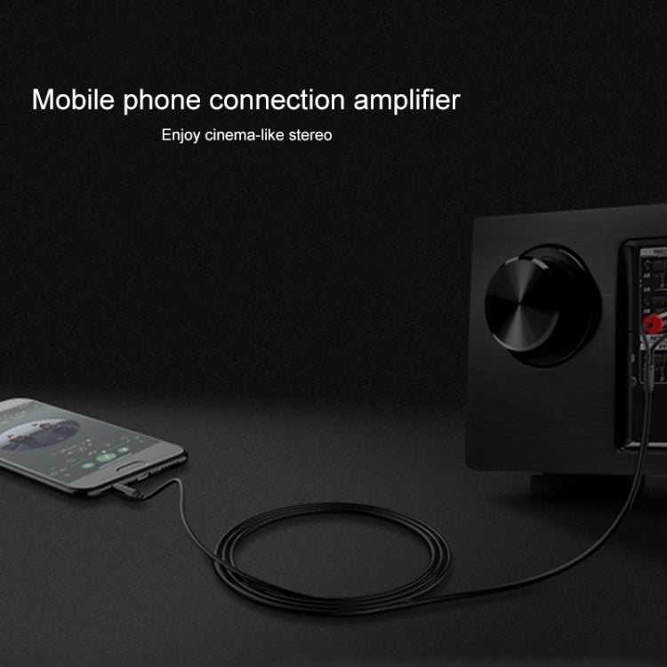 REXLIS 3635 3.5mm Male to Dual RCA Gold-plated Plug Black Cotton Braided Audio Cable for RCA Input Interface Active Speaker, Length: 1.8m