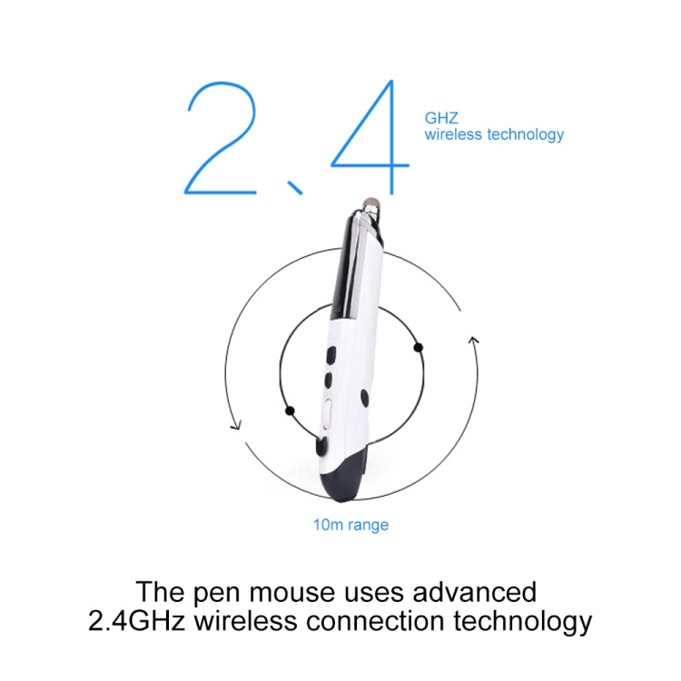 PR-08 6-keys Smart Wireless Optical Mouse with Stylus Pen & Laser Function (White)