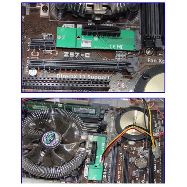 PCI-E 4X Female to NGFF M.2 M Key Male Adapter Converter Card with Power Cable
