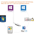 Tenda U1 Portable 300Mbps Wireless USB WiFi Adapter External Receiver Network Card with Antenna(White)