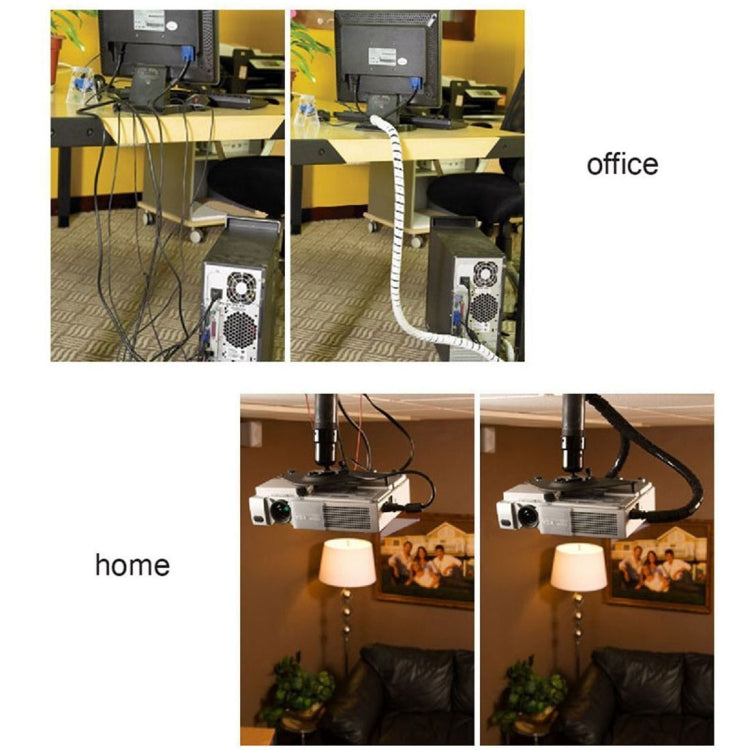 11m PE Spiral Pipes Wire Winding Organizer Tidy Tube, Nominal Diameter: 8mm(Black)