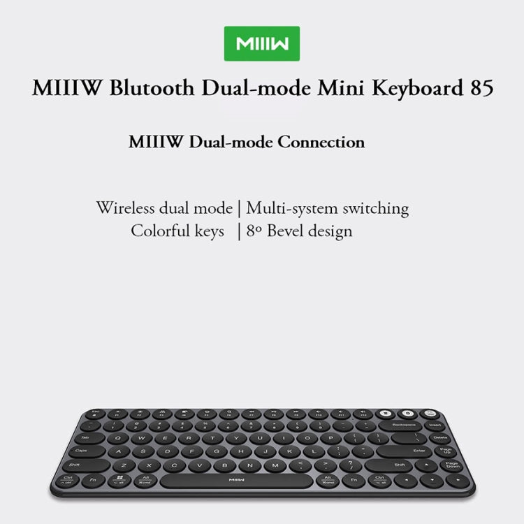 Original Xiaomi MIIIW 85 Keys 2.4GHz Mini Bluetooth Dual-Mode Wireless Keyboard(White)