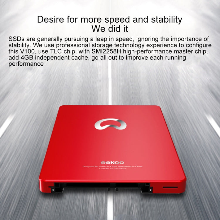 eekoo V100 480GB SSD SATA3.0 6Gb / s 2.5 inch TLC Solid State Hard Drive with 4GB Independent Cache, Read Speed: 500MB / s, Write Speed: 420MB / s(Red)