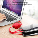 1.2m 3.5A Max 3 in 1 USB to USB-C / Type-C + 8Pin + Micro USB Retractable Charging Cable(Black)