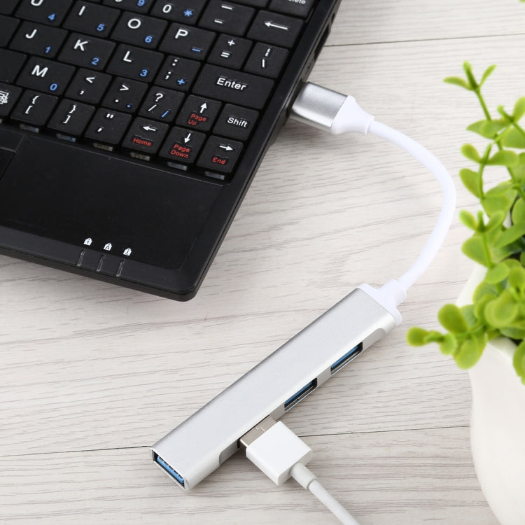 A-809 4 x USB 3.0 to USB 3.0 Aluminum Alloy HUB Adapter (Silver)