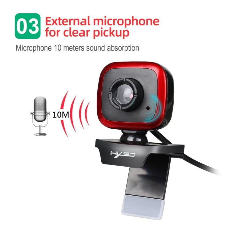 HXSJ A849 480P Adjustable 360 Degree HD Video Webcam PC Camera with Microphone(Black Red)