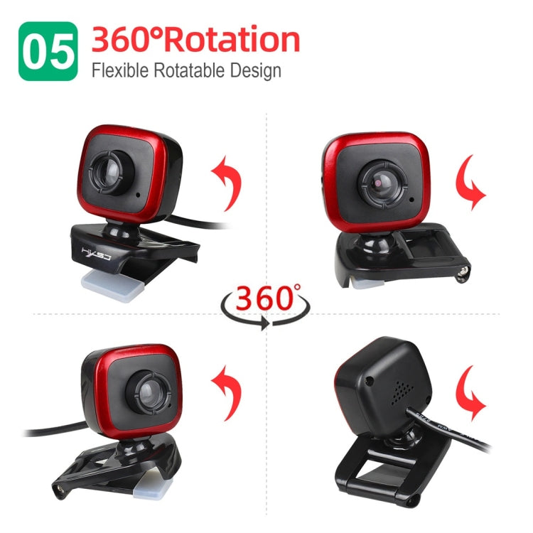 HXSJ A849 480P Adjustable 360 Degree HD Video Webcam PC Camera with Microphone(Black Red)