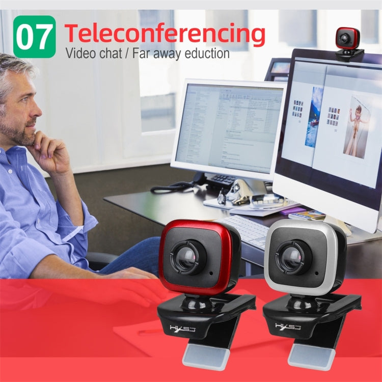 HXSJ A849 480P Adjustable 360 Degree HD Video Webcam PC Camera with Microphone(Black Red)
