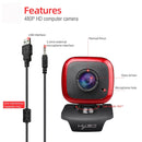 HXSJ A849 480P Adjustable 360 Degree HD Video Webcam PC Camera with Microphone(Black Red)