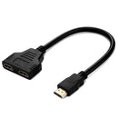 30cm HDMI Male to Dual HDMI Female 1.4 Version Cable Connector Adapter